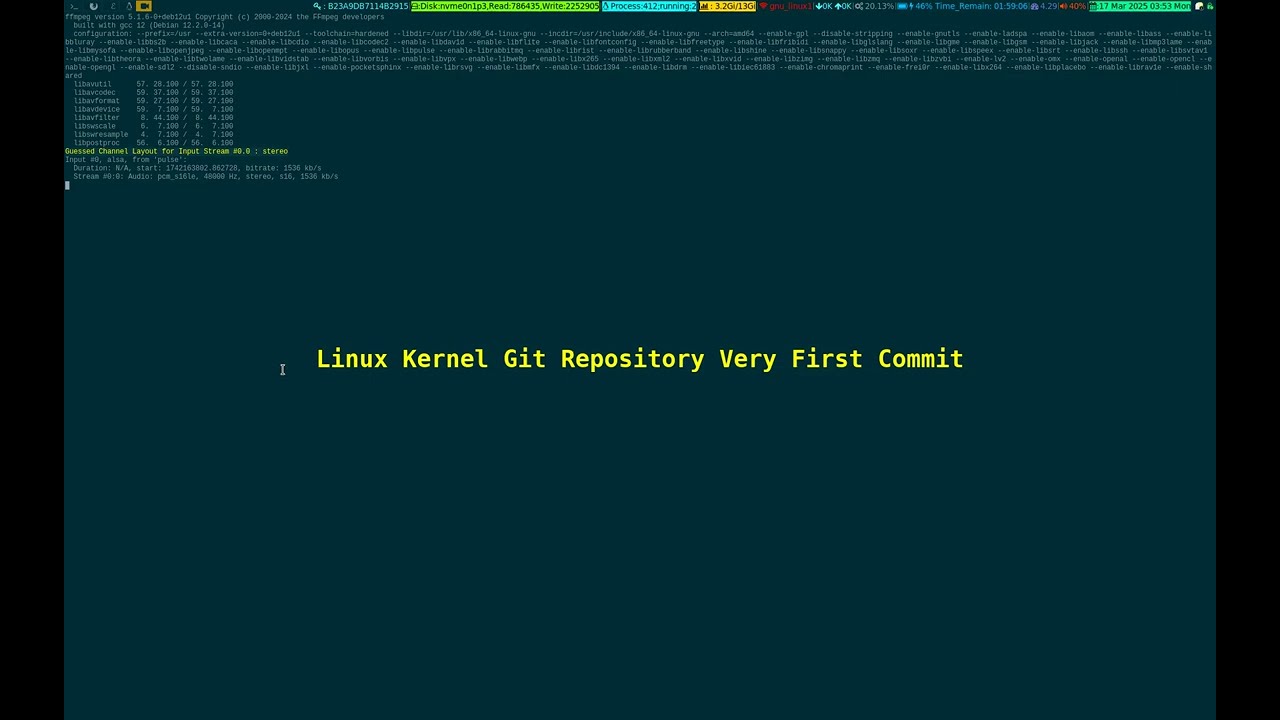 Linux Kernel Git Repository Very First Commit 2025_03_17_03:53:22 - YouTube