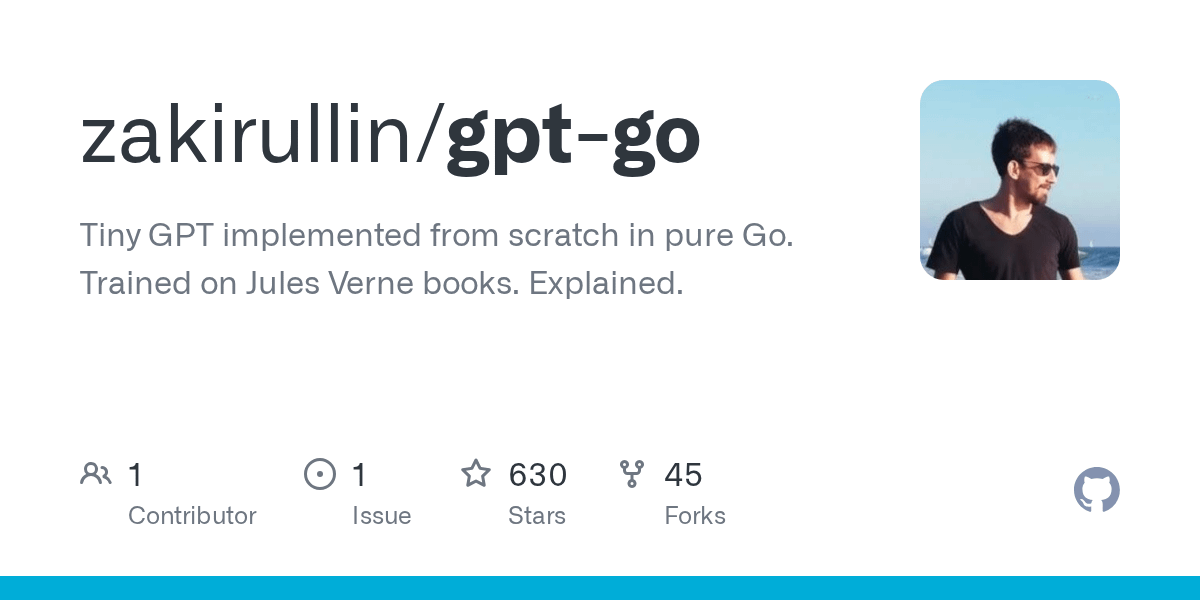 GPT implemented in Go. Trained on Jules Verne books. Explained. : r/golang