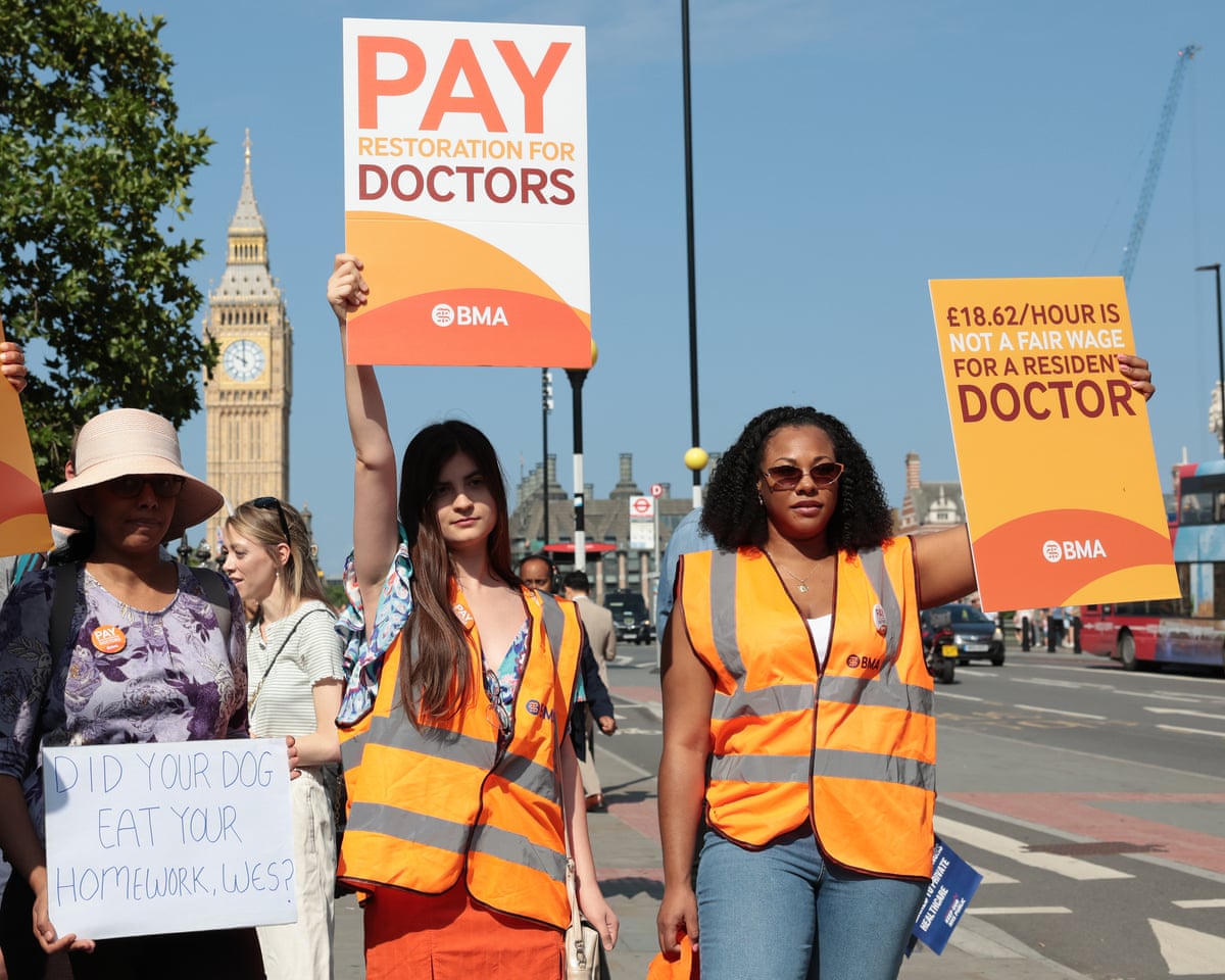 Resident doctors in England go on strike over pay restoration | NHS | The  Guardian