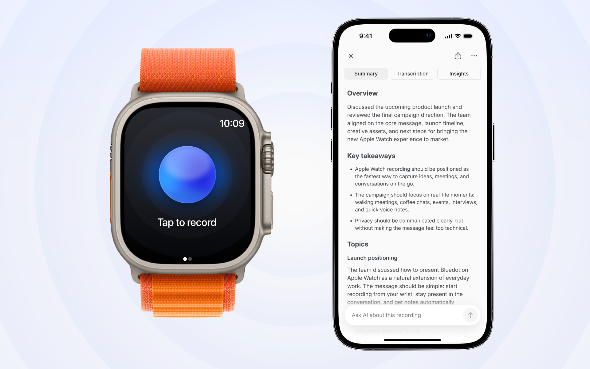 Introducing Bluedot 2.1: Apple Watch, MCP Support, Auto-Recording, and more