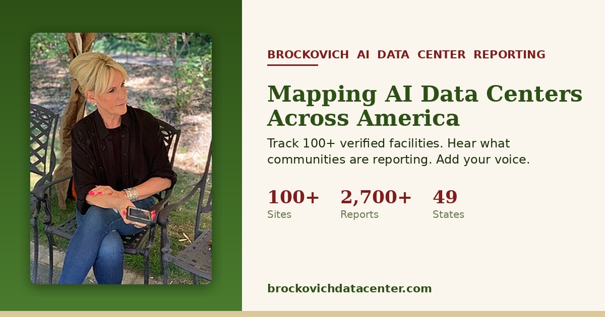 Brockovich Data Center Reporting – U.S. AI Data Center Awareness & Issue Map