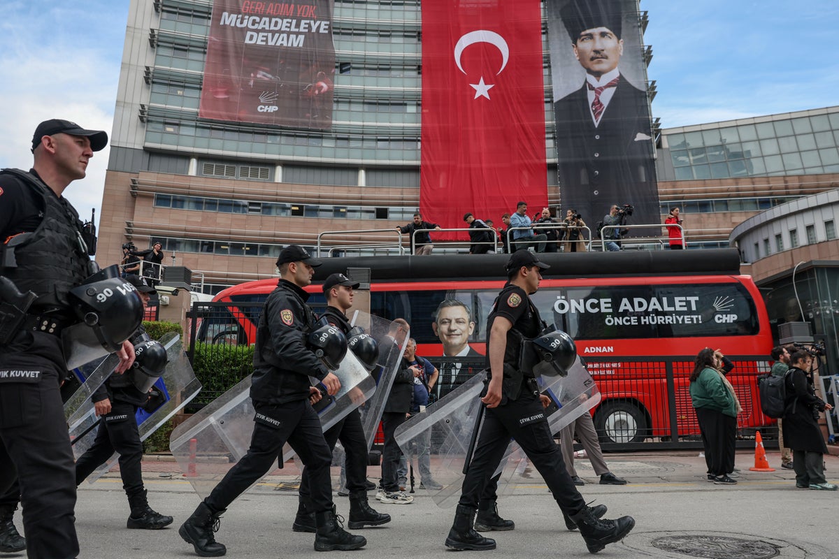 Turkish police storm offices of main opposition CHP party, firing tear gas  and rubber bullets | The Independent