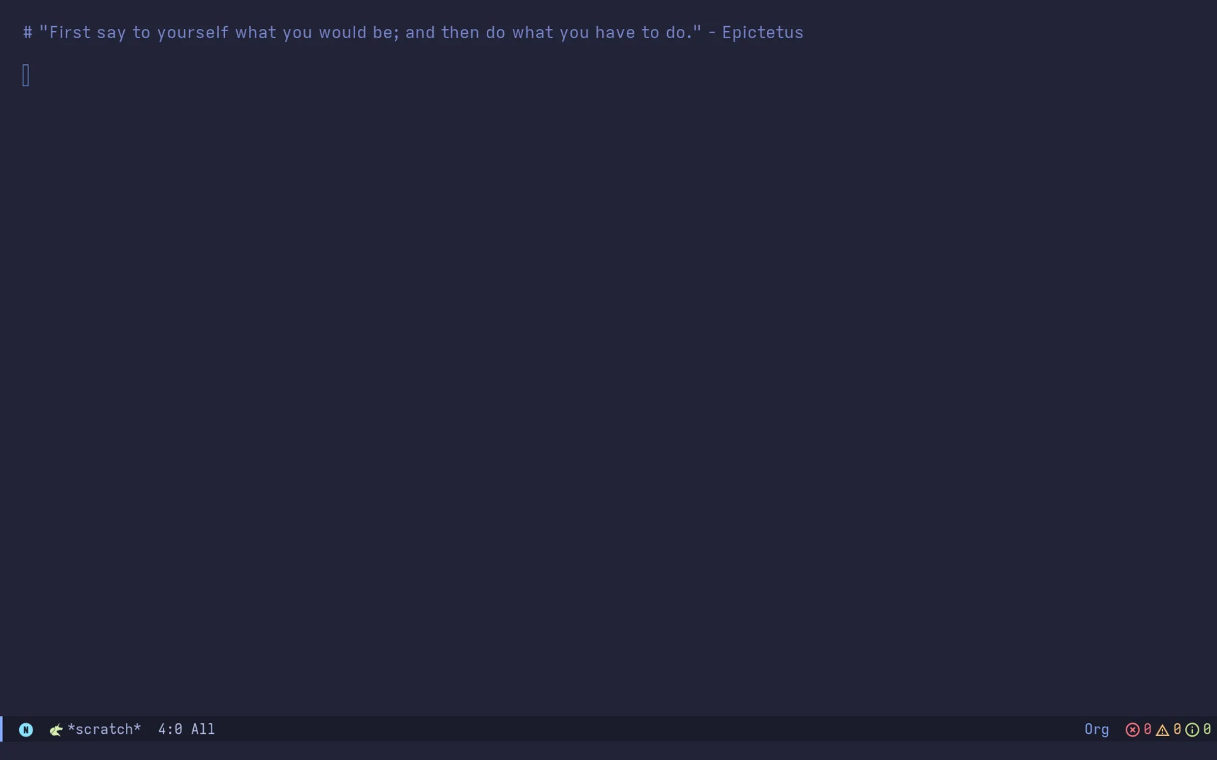 May I recommend thinking of Emacs as your Fortress of Solitude