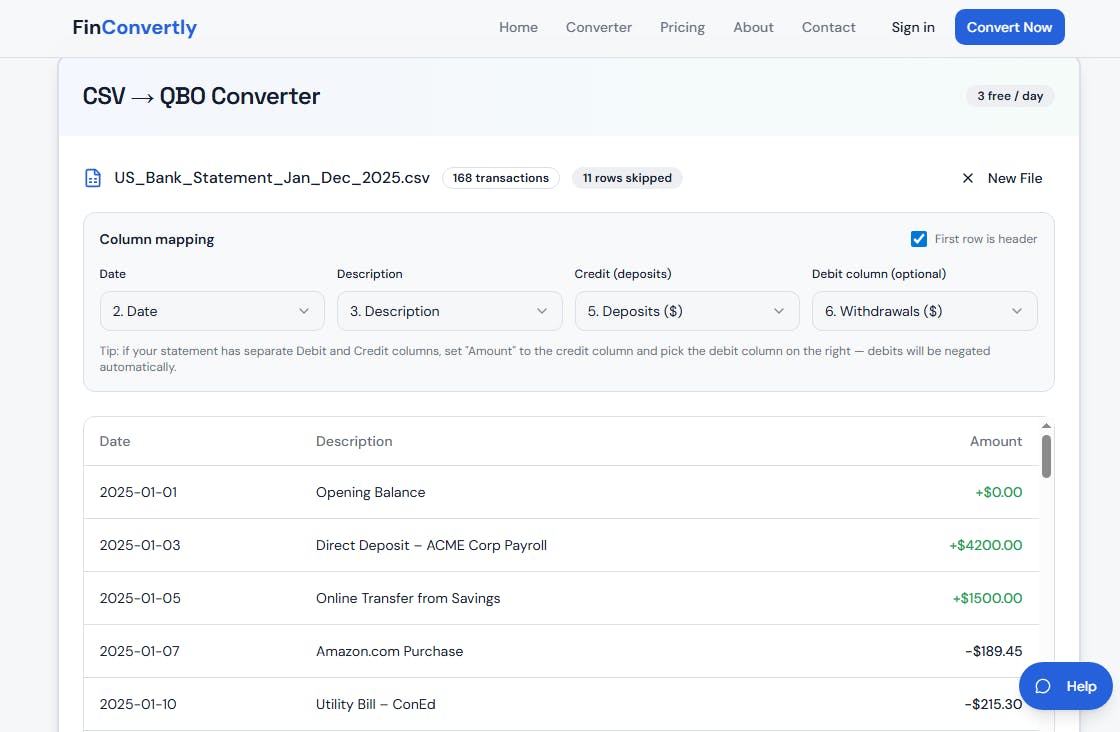 How I turned a 3-hour CSV data entry nightmare into a 10-second QuickBooks  import. - Indie Hackers