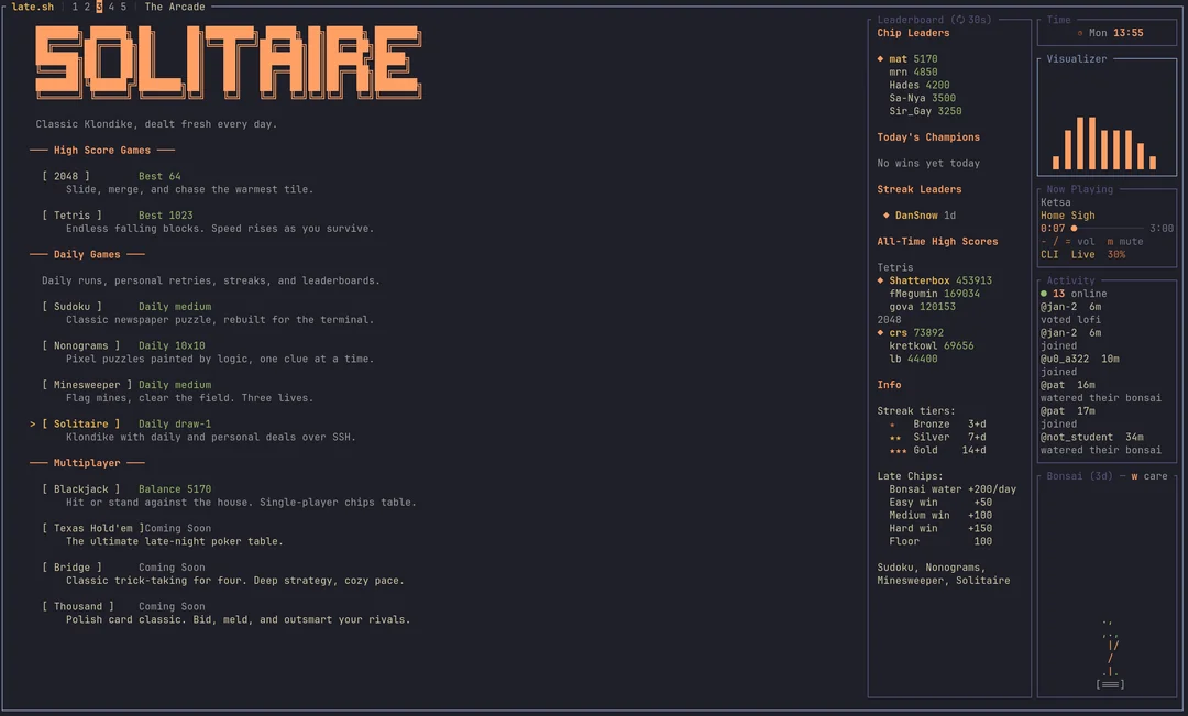 ssh late.sh - Clubhouse grandit ! L'Artboard interactif en direct est là :)  Et nous avons ouvert le code ! : r/tui