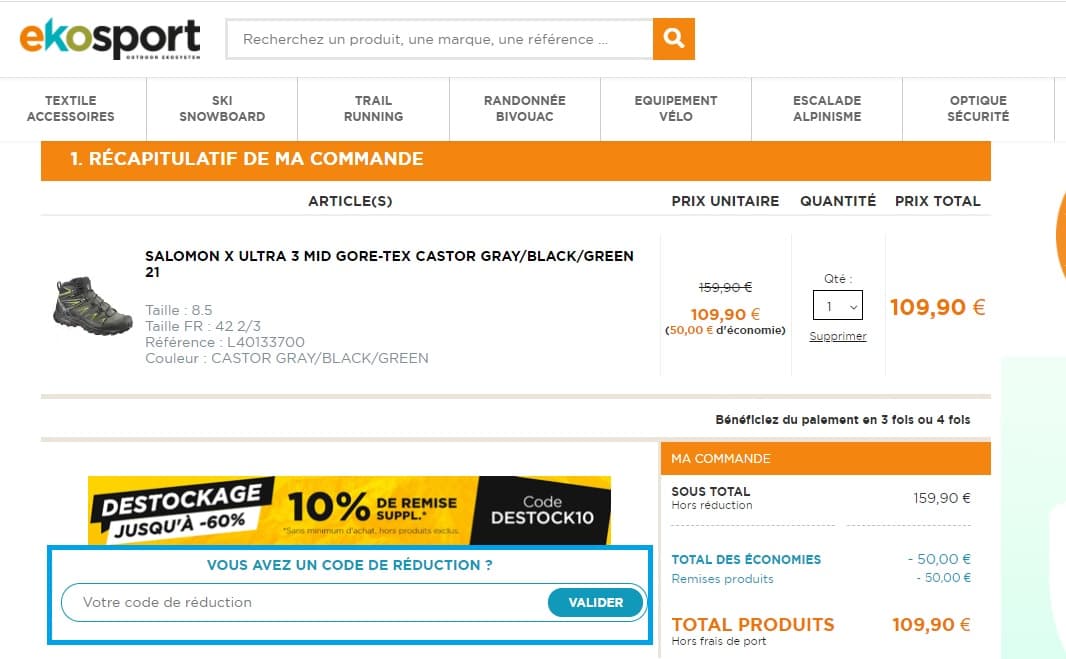Code promo eKosport Mai 2026 | 69% réduction