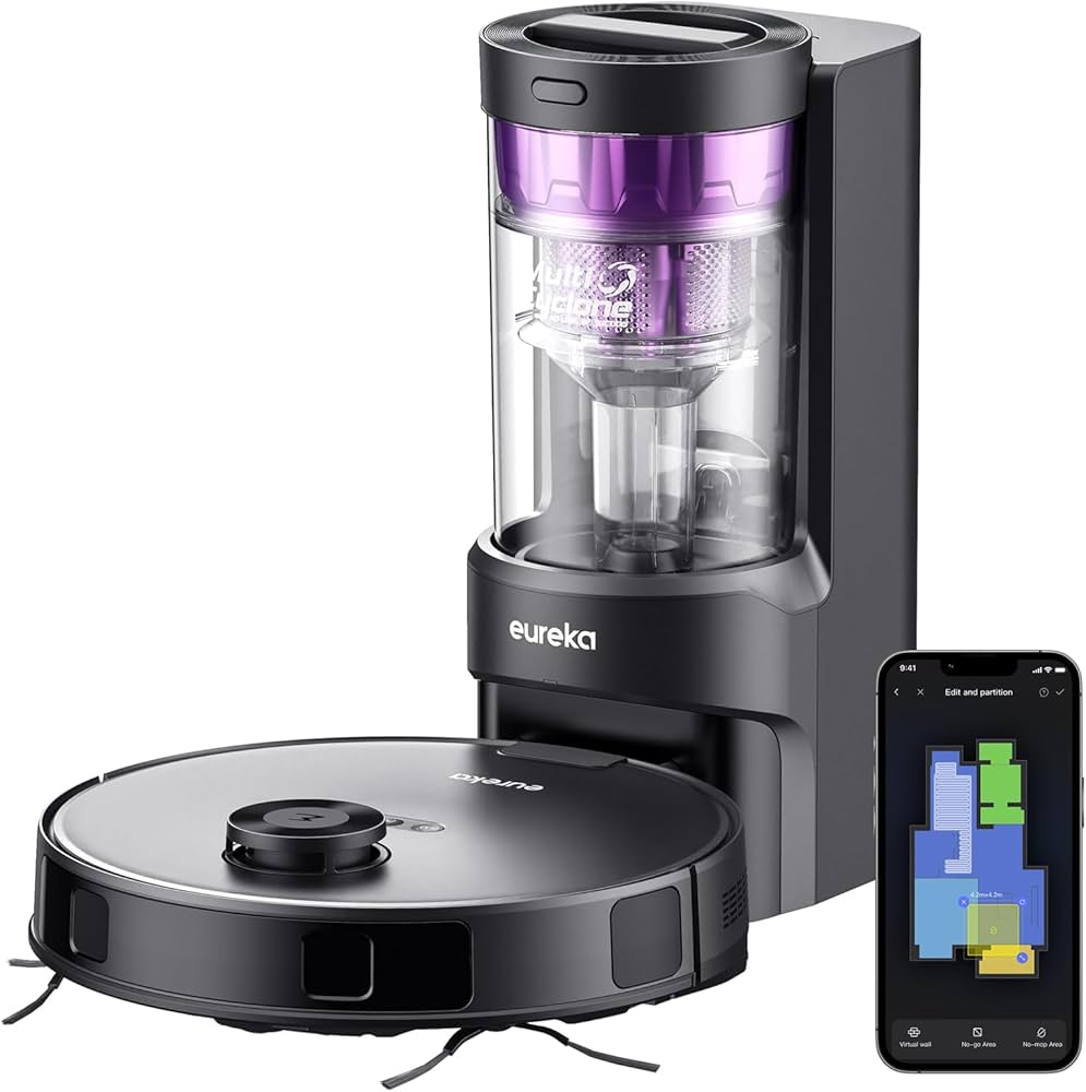 Eureka E10s Robot Aspirateur Laveur avec Station Écologique sans Sac Vidage  Automatique de Poussière, 4000 Pa, Autonomie 180 Minutes, Navigation LiDAR,  Évitement d'Obstacles, pour Poils d'Animaux : Amazon.fr: Cuisine et Maison