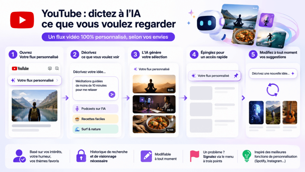 YouTube : Vous pouvez enfin dicter à l'IA ce que vous voulez regarder |  Brief IA
