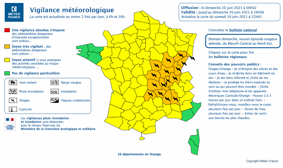 Vague de chaleur puis orages | chaleur / canicule, orages | Bulletins  spéciaux - Infoclimat