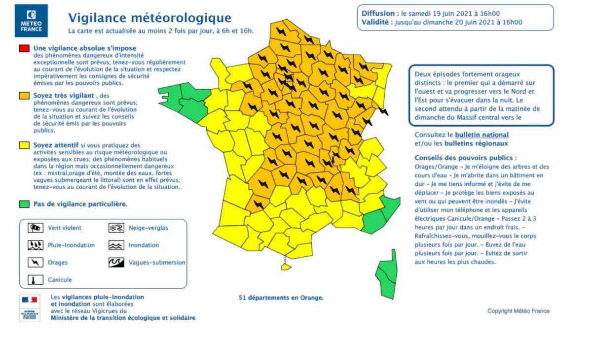 Météo. Orages : 51 départements en vigilance orange ce samedi, dont la  Drôme et l'Ardèche