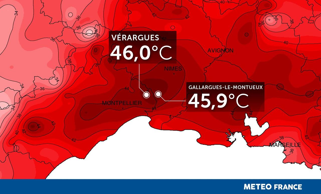 Le record absolu de température en France s'élève finalement à 46 °C !