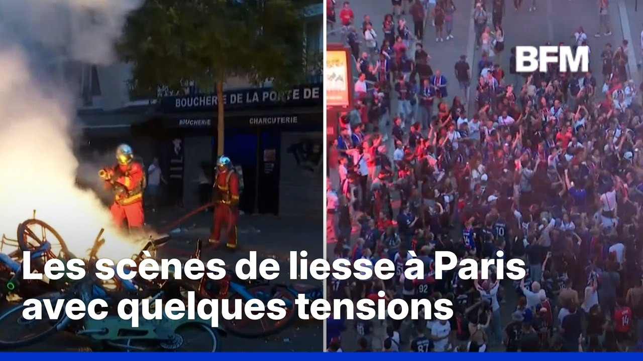 PSG champion d'Europe: les images des scènes de liesse à Paris avec  quelques tensions - Vidéo Dailymotion