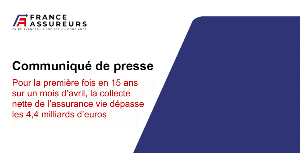 Pour la première fois en 15 ans sur un mois d'avril, la collecte nette de l'assurance  vie dépasse les 4,4 milliards d'euros – France Assureurs
