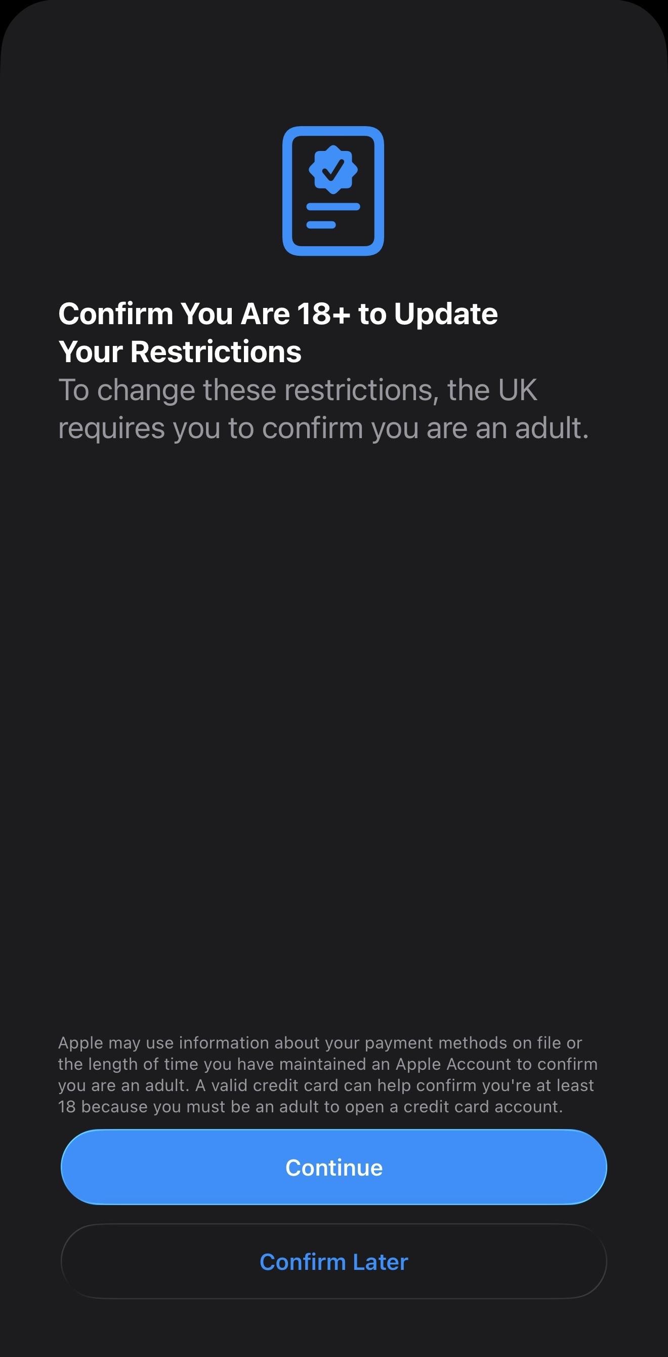 Apple commence à déployer une vérification d'âge au niveau du système au  Royaume-Uni : r/ios