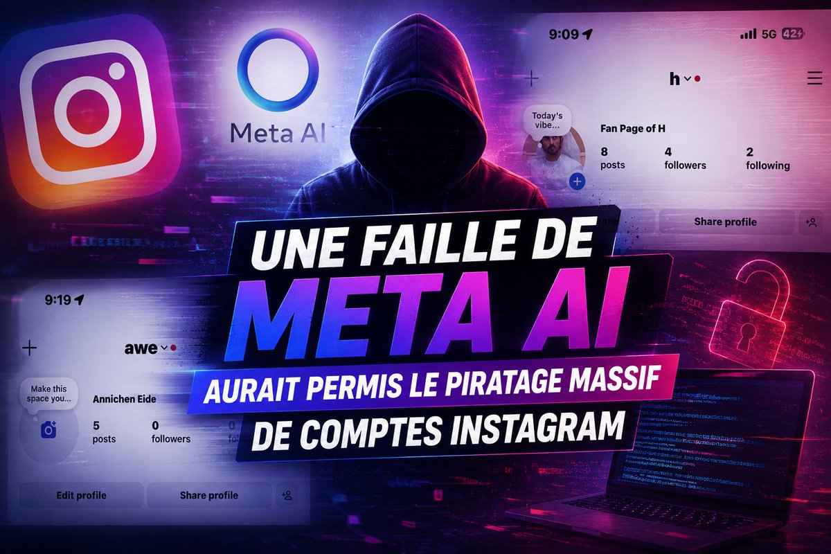 🔴 Des centaines de comptes Instagram auraient été piratés via une faille  impliquant Meta AI avant son correctif. Selon plusieurs témoignages, un  simple VPN et une demande adressée à Meta AI auraient