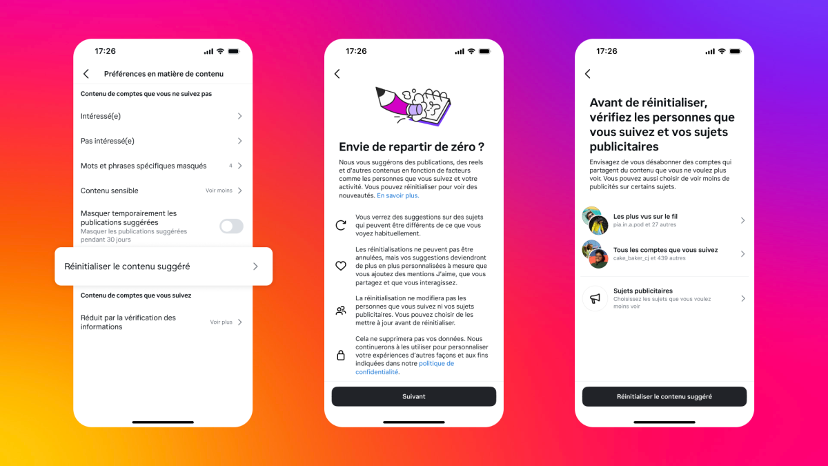Instagram lance une option pour réinitialiser l'algorithme : ce qu'il faut  savoir
