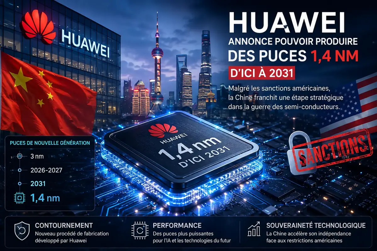 Chine vs USA : Huawei affirme pouvoir graver des puces en 1,4 nm