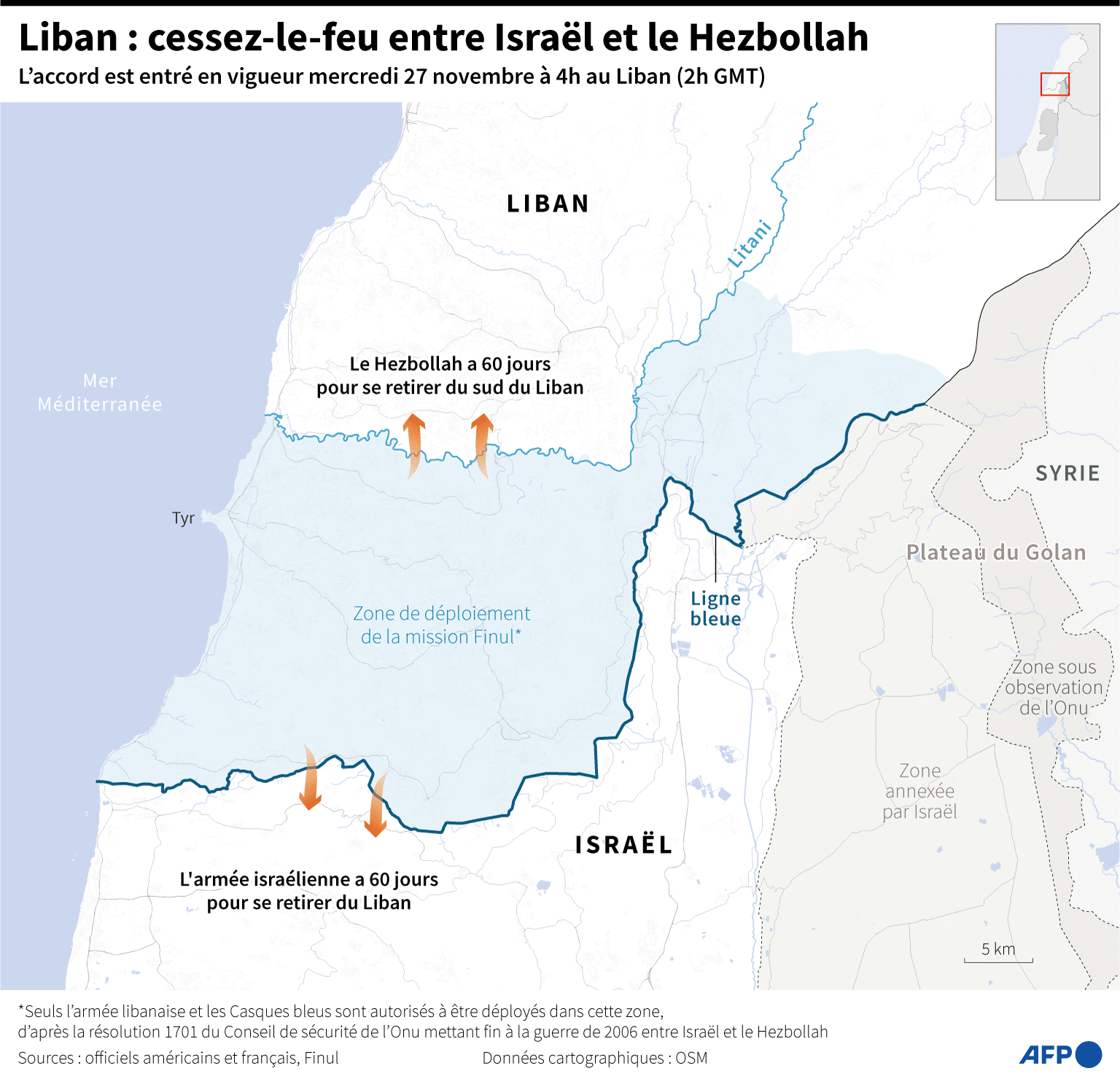 Carte - Cessez-le-feu entre Israël et le Hezbollah, Israël veut se  concentrer sur Gaza et l'Iran | Conflits : Revue de Géopolitique