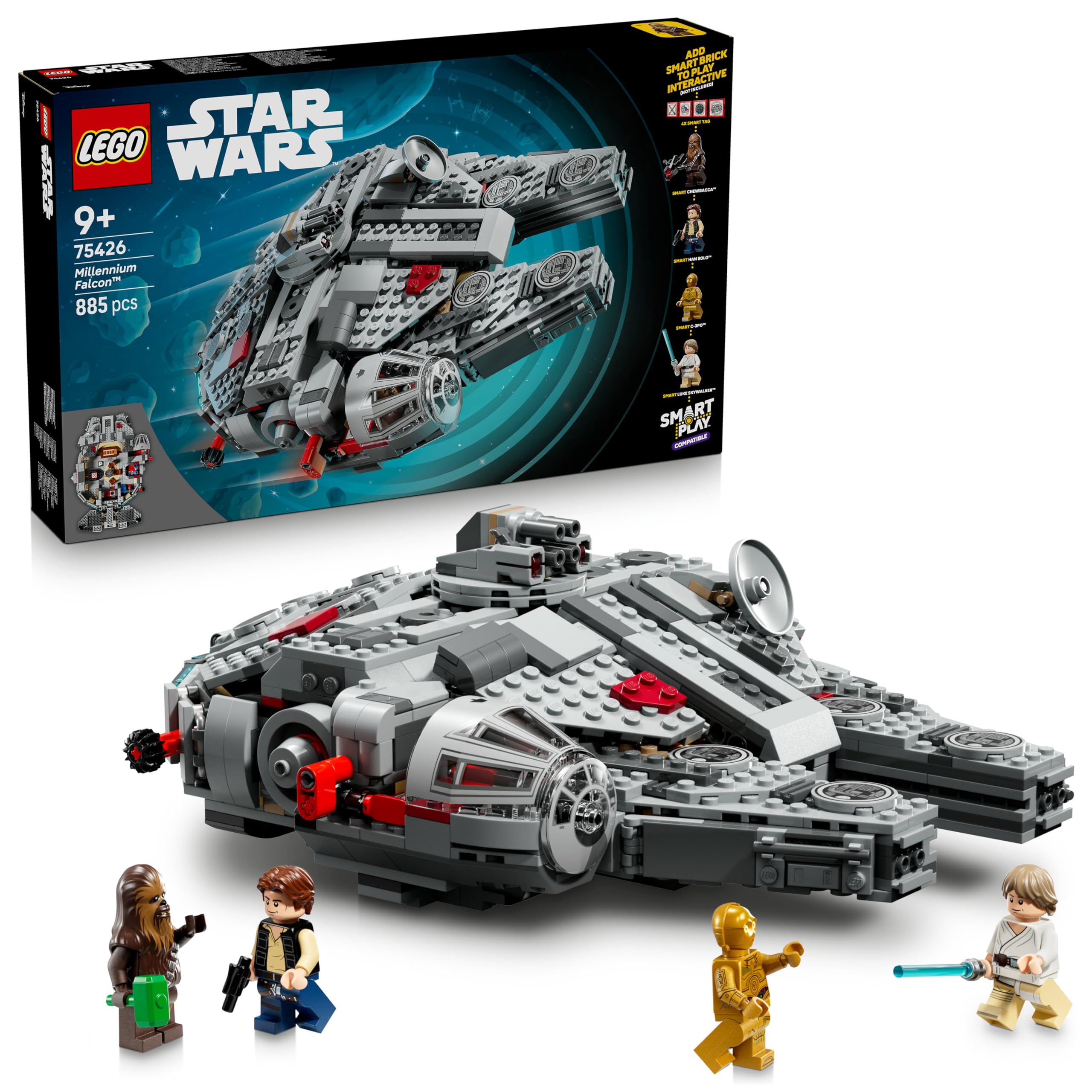 LEGO Star Wars 75426 Smart Play : Faucon Millenium - Set Compatible - Jouet  Interactif - Maquette avec 4 Smart