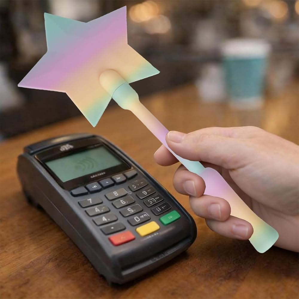 Baguette magique en 3D pour payer, support de carte de paiement sans contact  Star Magic Wand (arc-en-ciel) : Amazon.fr: Mode