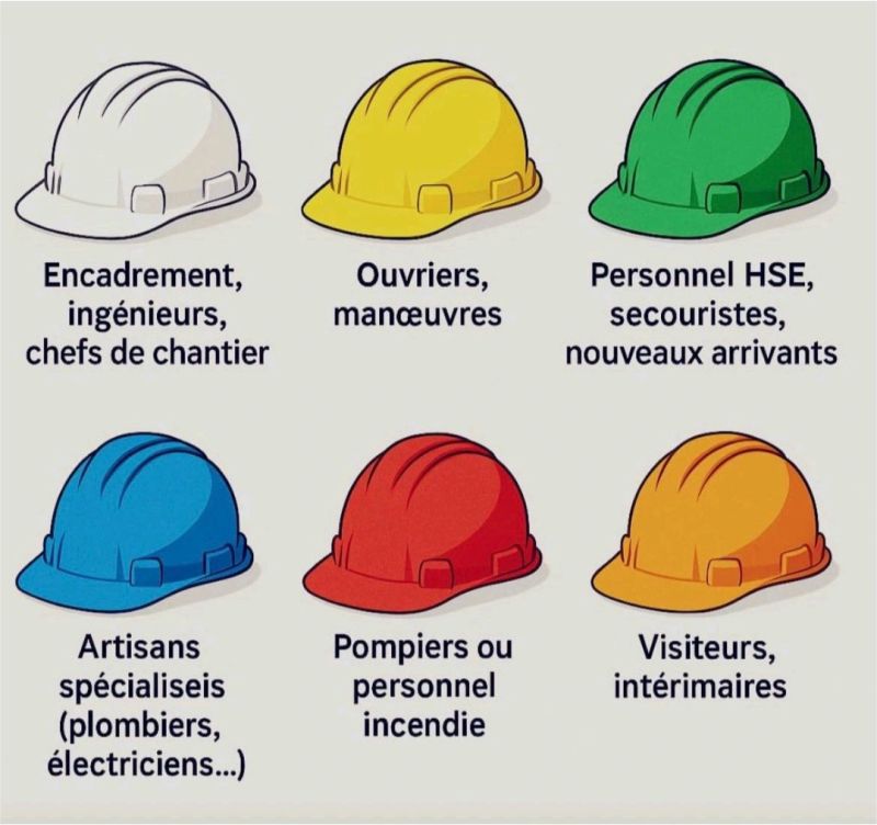 Savez-vous à quoi correspondent les couleurs des casques sur un chantier ?…  | Lhoucine EL AMRANI | 10 commentaires