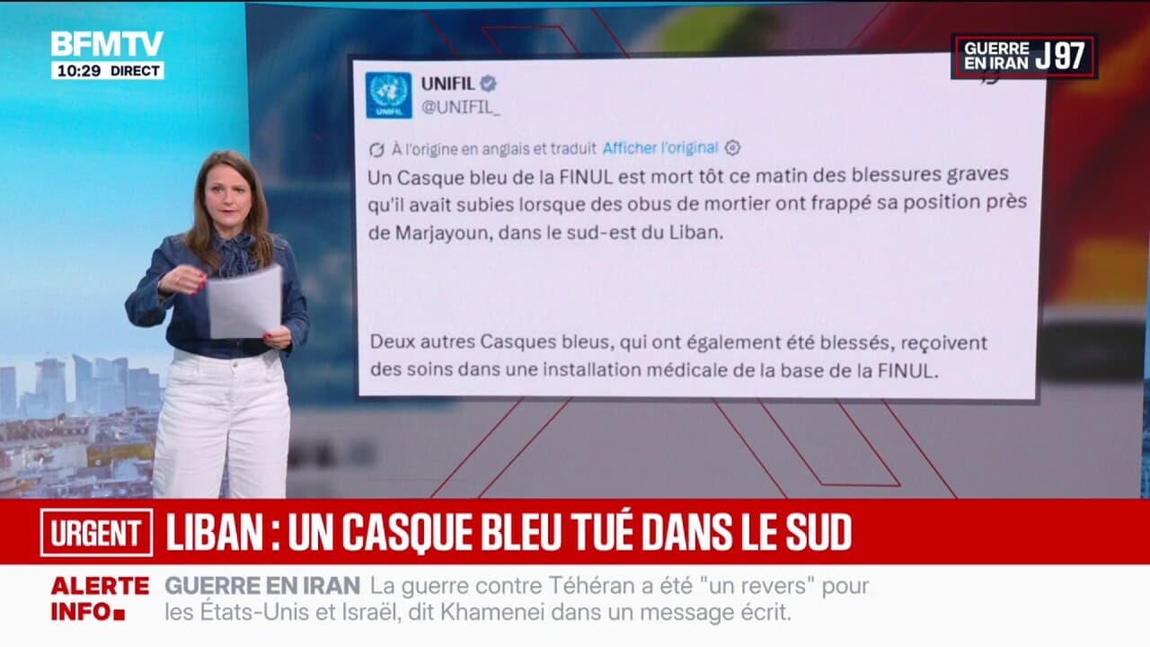 Guerre au Moyen-Orient: un Casque bleu tué dans le sud-est du Liban, touché  par "des obus de mortier"