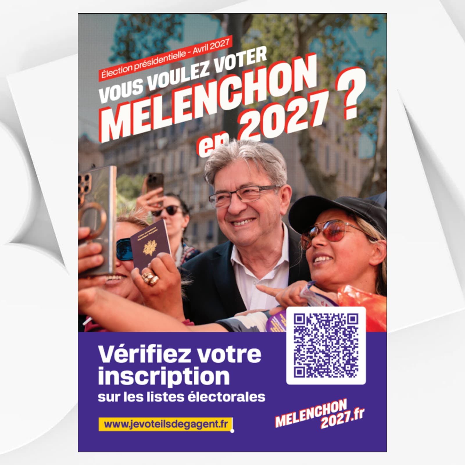 DOCUMENT BFMTV. Un nouveau tract dévoilé ce dimanche par LFI pour inciter  les Français à s'inscrire sur les listes électorales avant la présidentielle