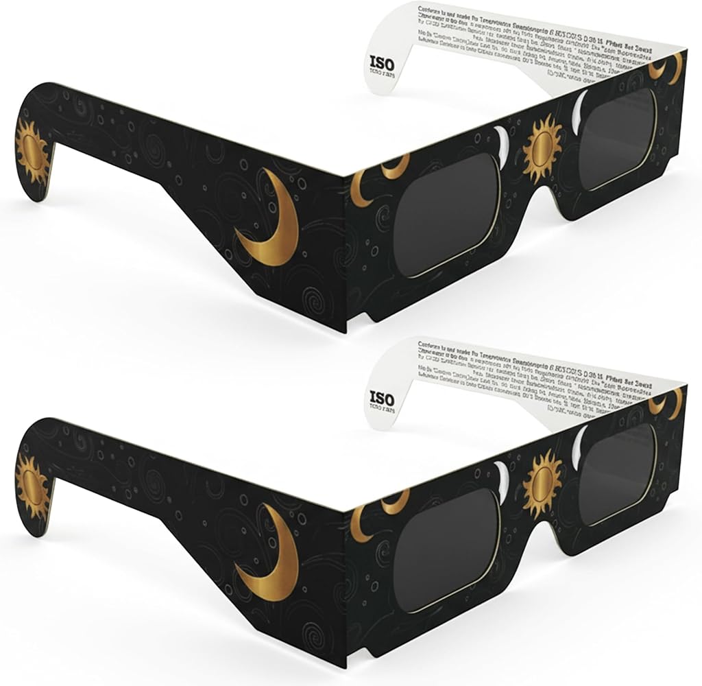 VOLTNGO Lot de 2 paires de lunettes pour éclipse solaire certifiées ISO  12312-2 et CE