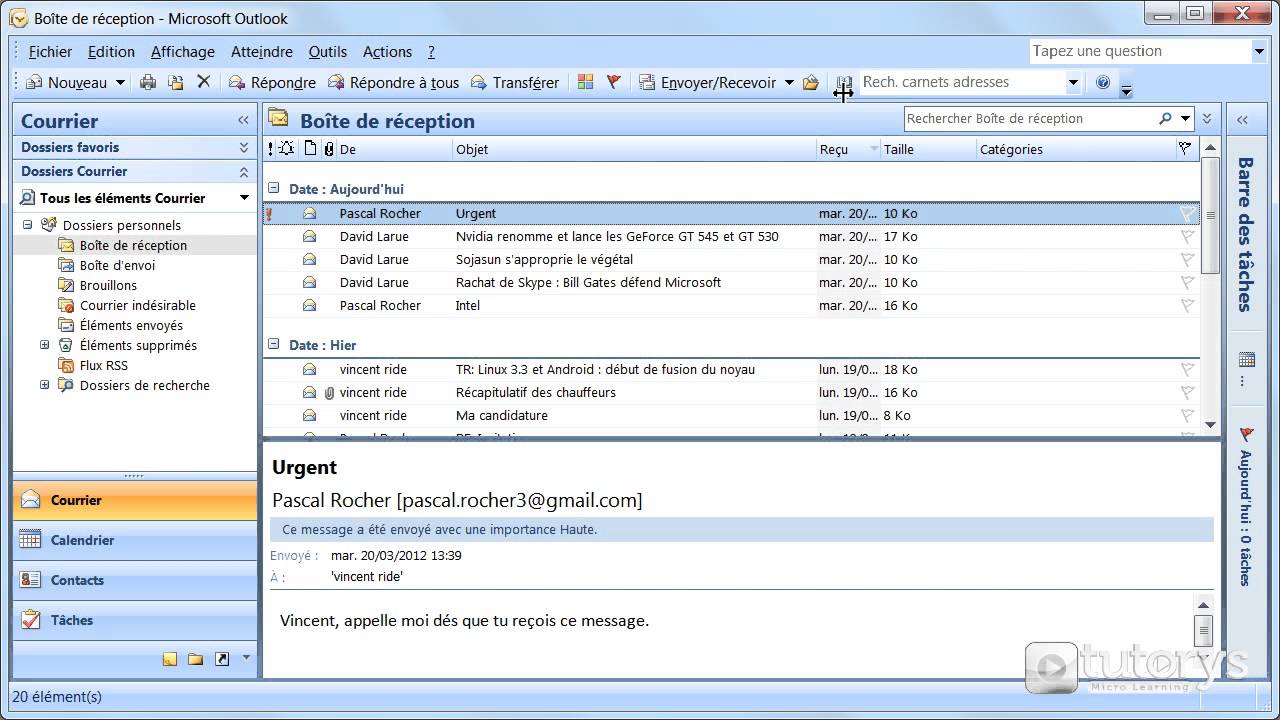 Comment modifier les colonnes de tri avec Outlook 2007 ? - YouTube