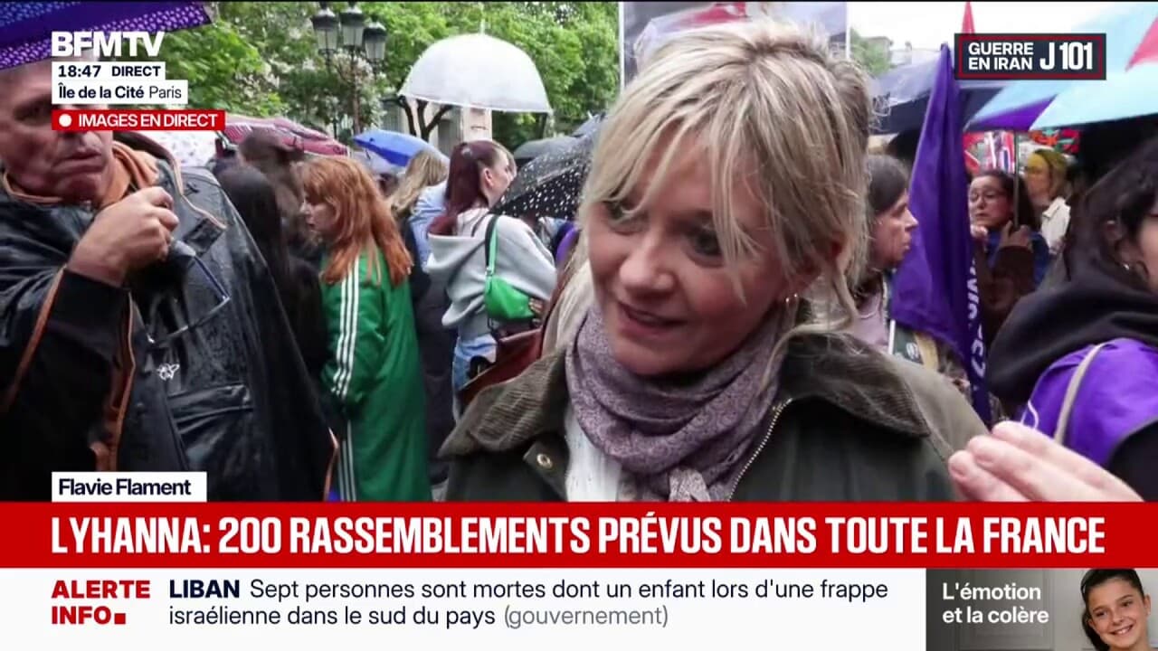 Lyhanna: “C'est le crime qui provoque l'indignation, qui provoque la  colère”, assure Flavie Flament, présente au rassemblement interdit devant  le ministère de la Justice
