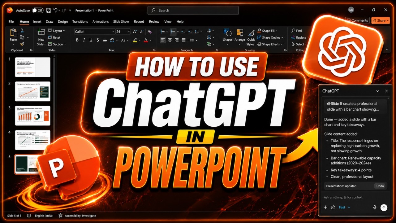OpenAI intègre ChatGPT directement dans Microsoft PowerPoint : l'assistant  IA peut créer des présentations à partir de zéro ou modifier des diapositives  existantes, et est disponible pour tous les abonnements