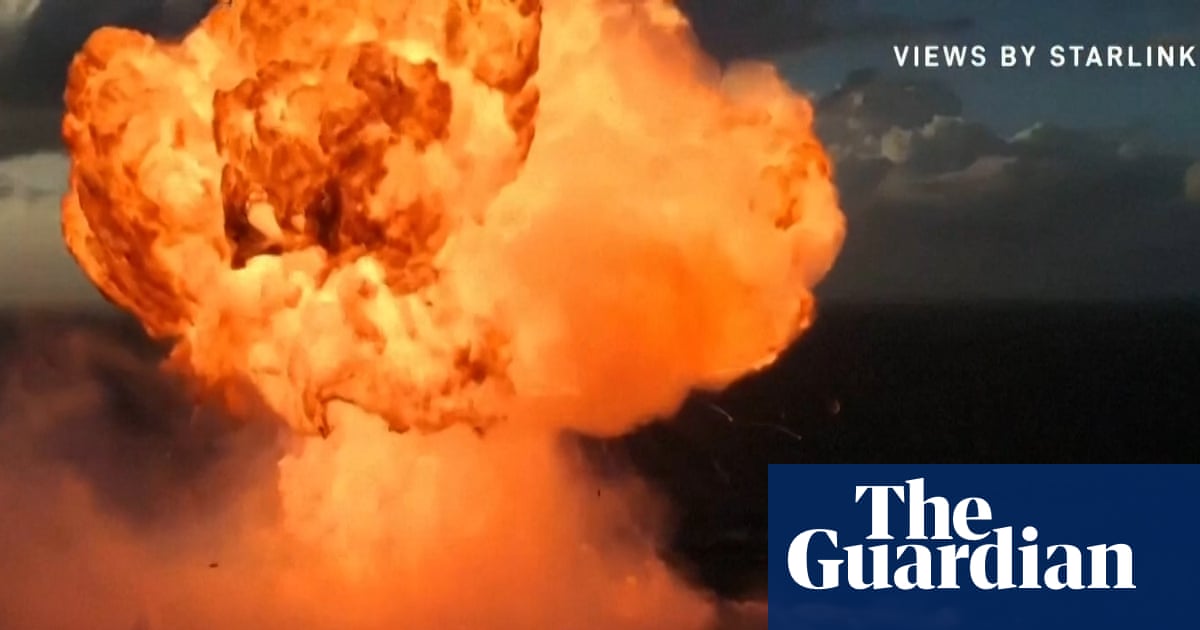 SpaceX rocket bursts into flames during Indian Ocean landing – video |  SpaceX | The Guardian