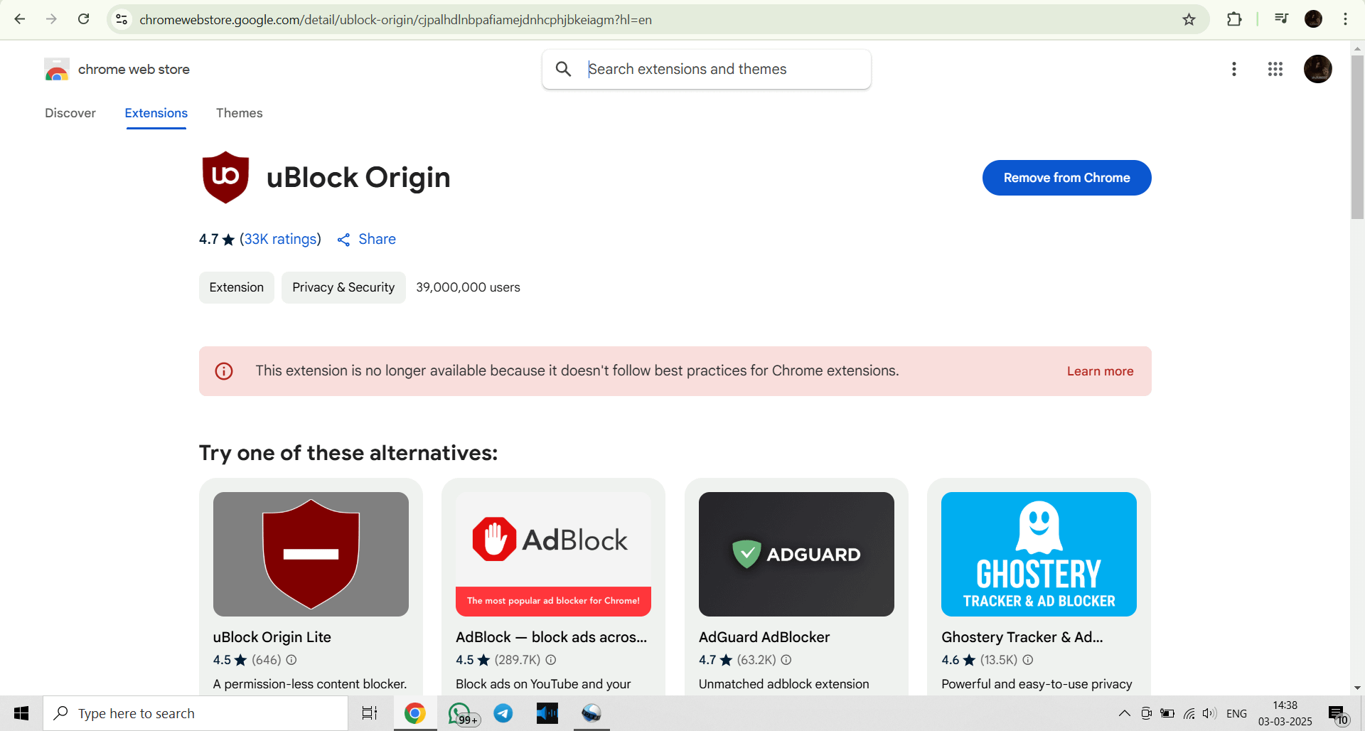 Ublock Origin a été supprimé de Chrome :( : r/Adblock