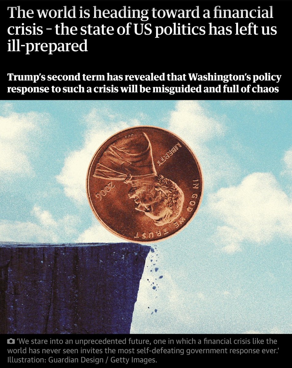 Financial vulnerabilities may be building globally,but this @Guardian  opinion fears political dysfunction—especially in the US—could make the  next crisis much worse b/c policymakers may respond too slowly or  chaotically. A soft reminder