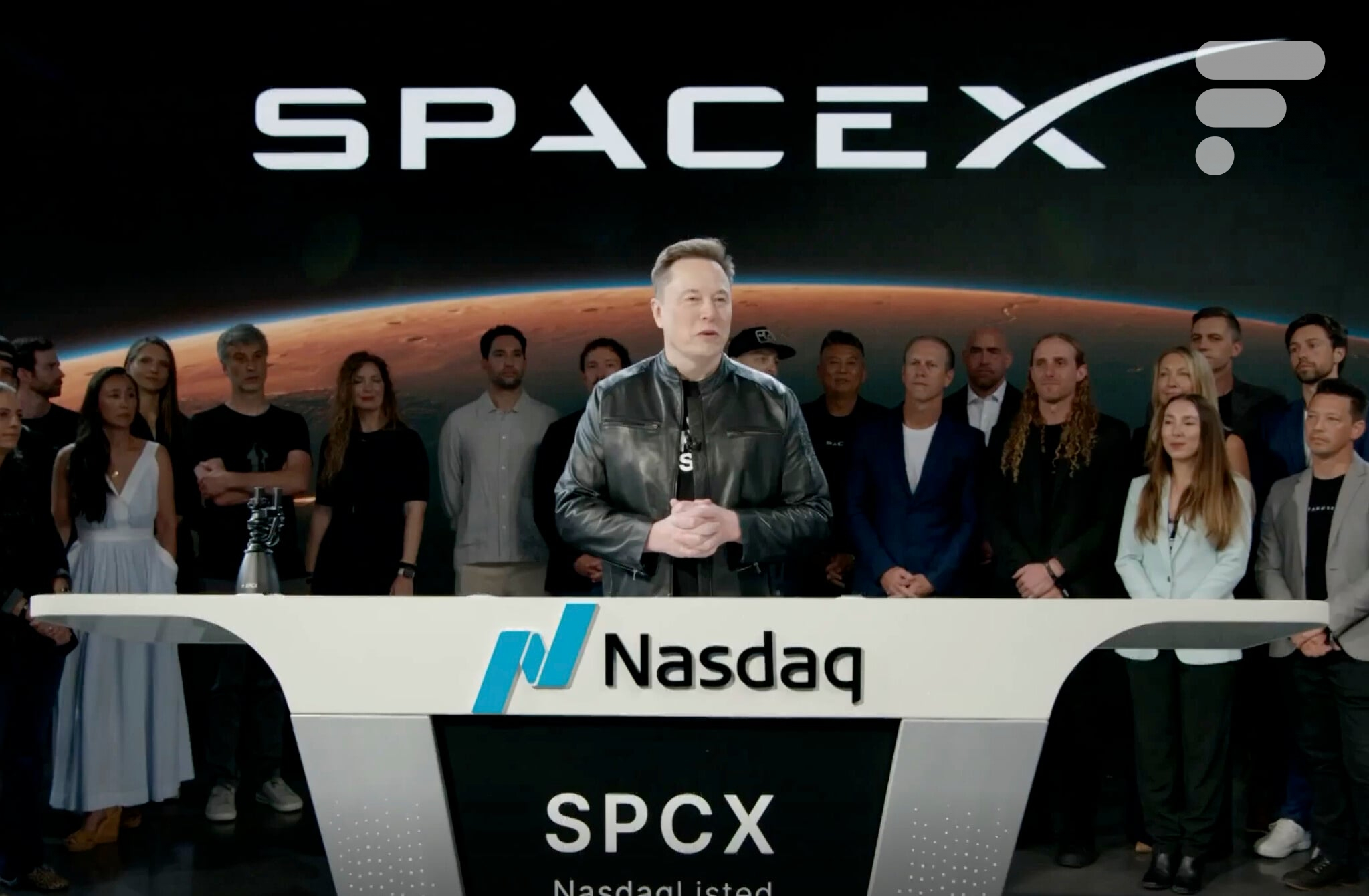 SpaceX entre en bourse : SPCX bondit de 30 % et fait d'Elon Musk le premier  trillionnaire — Frandroid