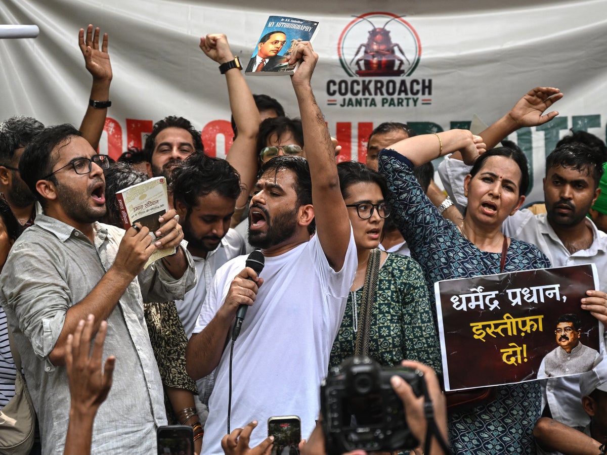 Viral party for India's 'cockroaches' hold first protest in Delhi after  founder flies in from US | The Independent