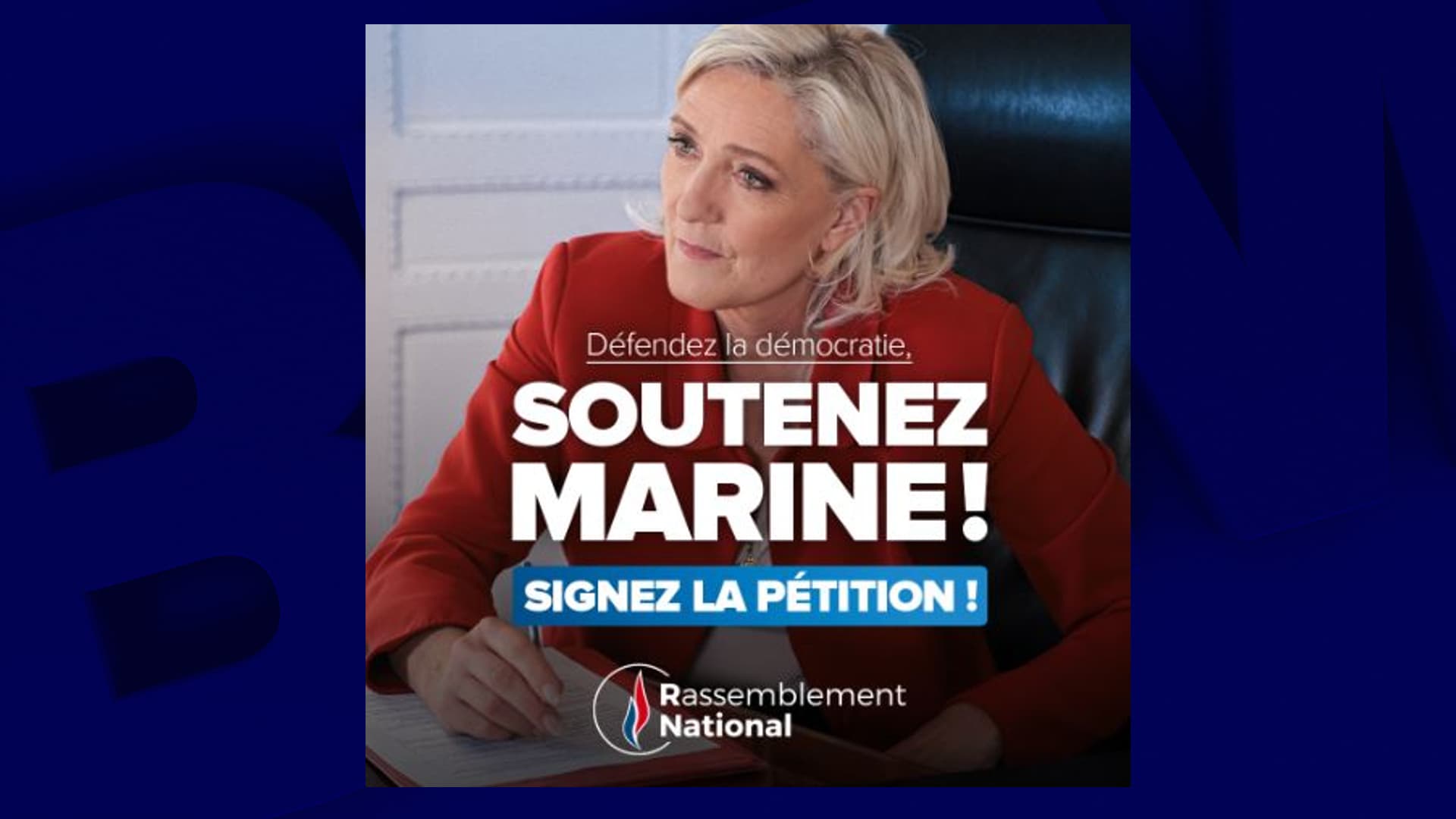 Peine d'inéligibilité requise contre Marine Le Pen: le RN lance une pétition  pour "défendre la démocratie"