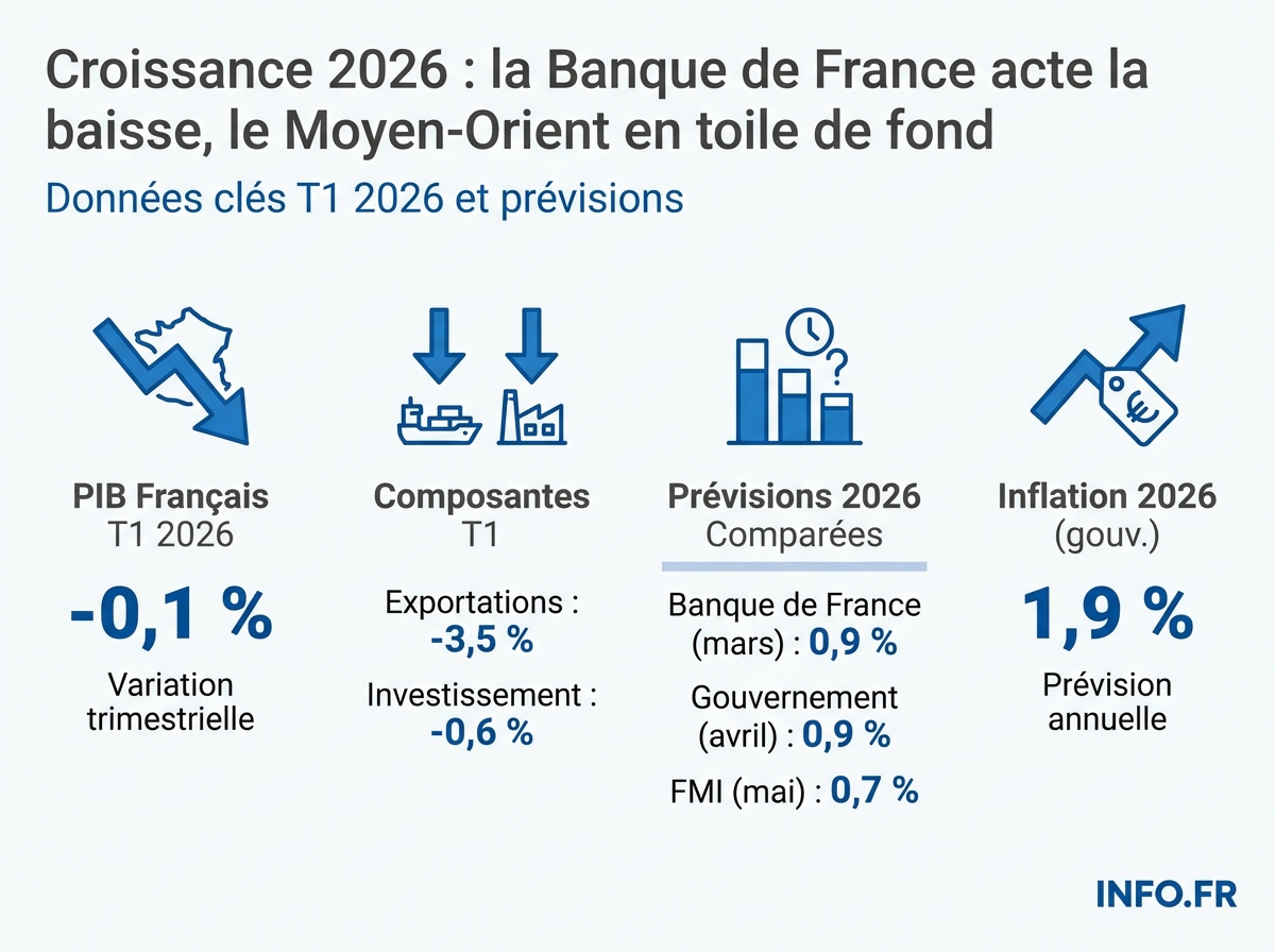 Croissance 2026 : la Banque de France révise à la baisse