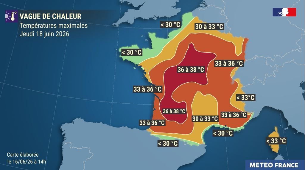 Vague de chaleur : Météo France anticipe "des pointes à 40°C" par endroits  en fin de semaine - ICI