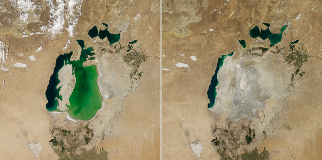 The Aral Sea has shrunk to its lowest extent ever. These NASA photos tell  the tale. | Vox