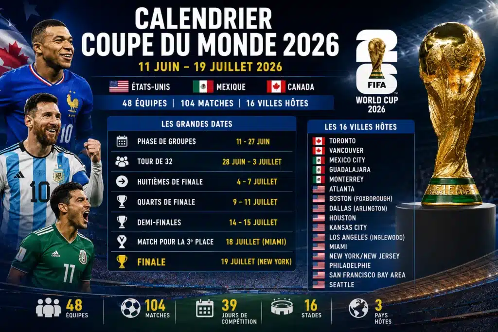Calendrier de la Coupe du monde 2026 : dates et matches