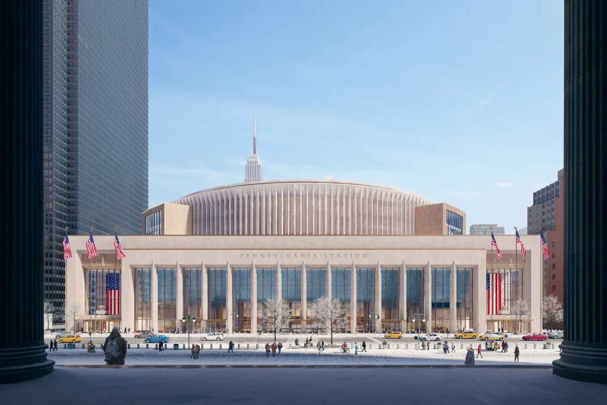 Au lieu de déplacer le Madison Square Garden, New York prévoit une  reconstruction de Penn Station d'un coût de 8 milliards de dollars, avec un  hall ferroviaire de 15 mètres de haut