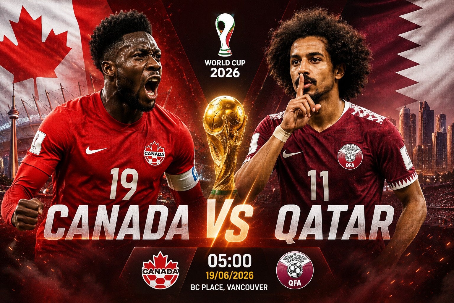 Score en direct Canada vs Qatar : 3-0