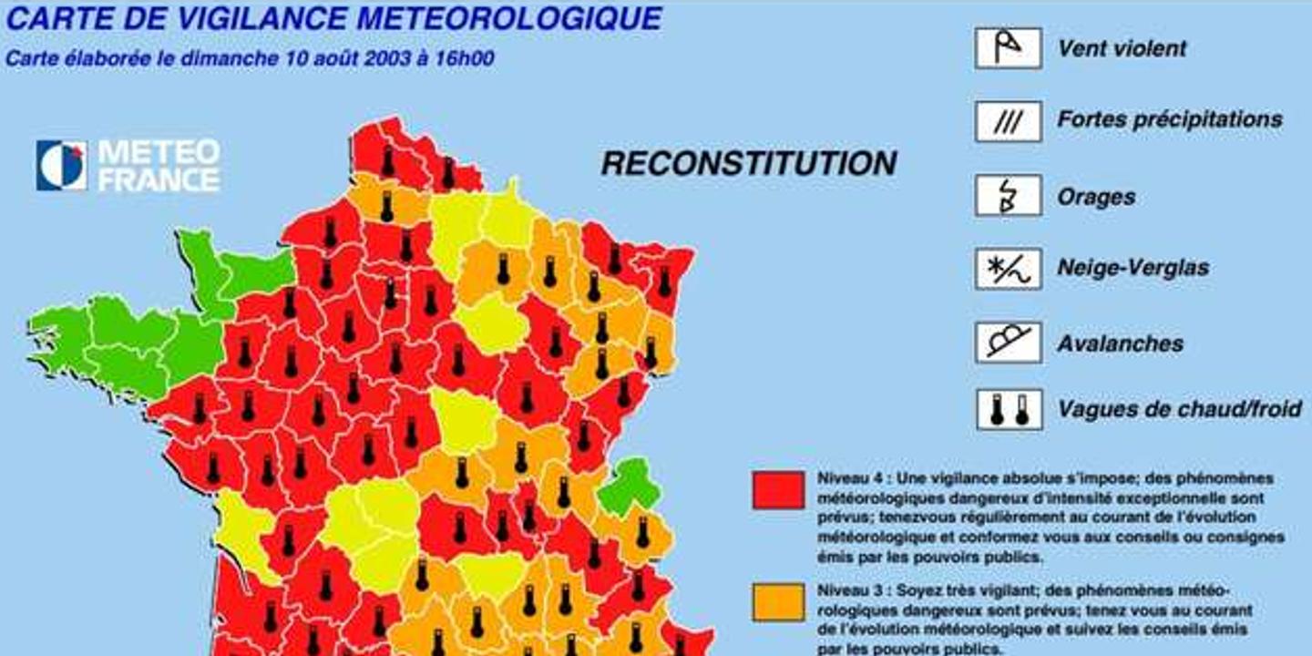 En 2003, l'alerte rouge canicule aurait pu être activée dans une  soixantaine de départements