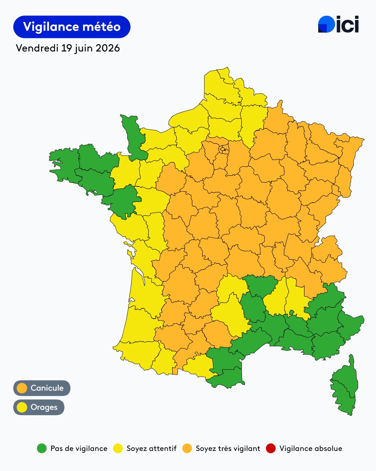DIRECT - Canicule : 60 départements en vigilance orange samedi, une cellule  interministérielle activée par Matignon - ICI