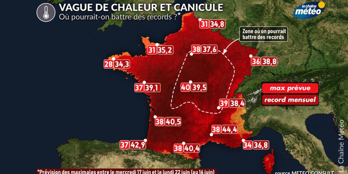 Canicule : plusieurs records de chaleur historiques menacés entre dimanche  et lundi - Actualités La Chaîne Météo
