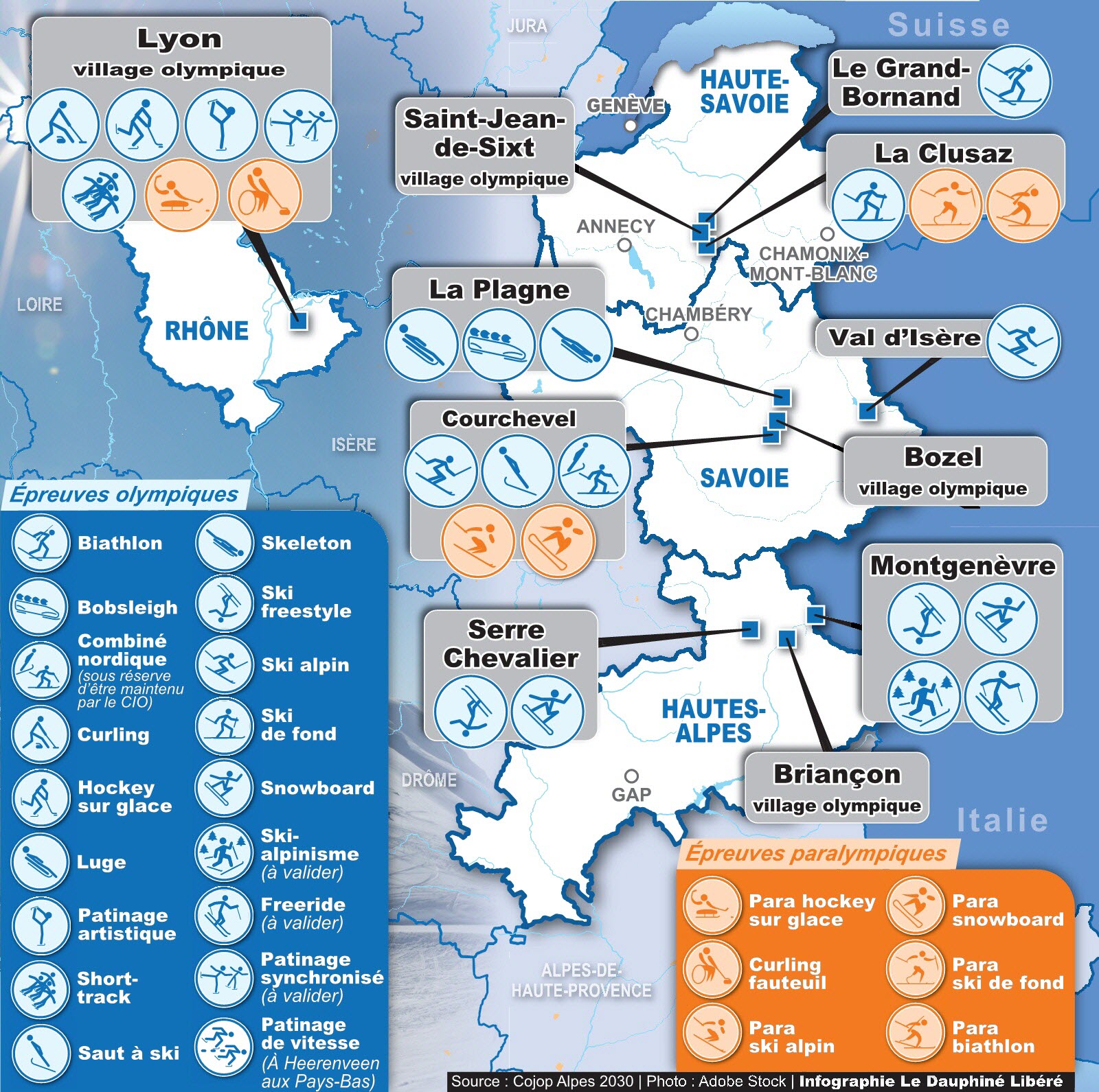 Jeux olympiques d'hiver. La carte des sites des Alpes 2030 avec Val d'Isère  accouchée au forceps