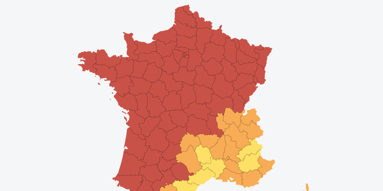 EN DIRECT, canicule : 72 départements placés en vigilance rouge jeudi par  Météo-France