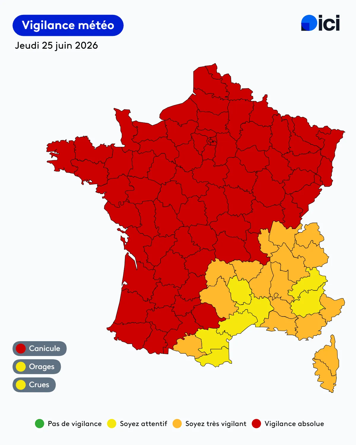 Canicule : Le gouvernement déclenche le niveau 3 du plan Orsan, face à la " canicule qui ne faiblit pas" (Lecornu) - Les trois quarts de la France  placés en alerte maximale avec