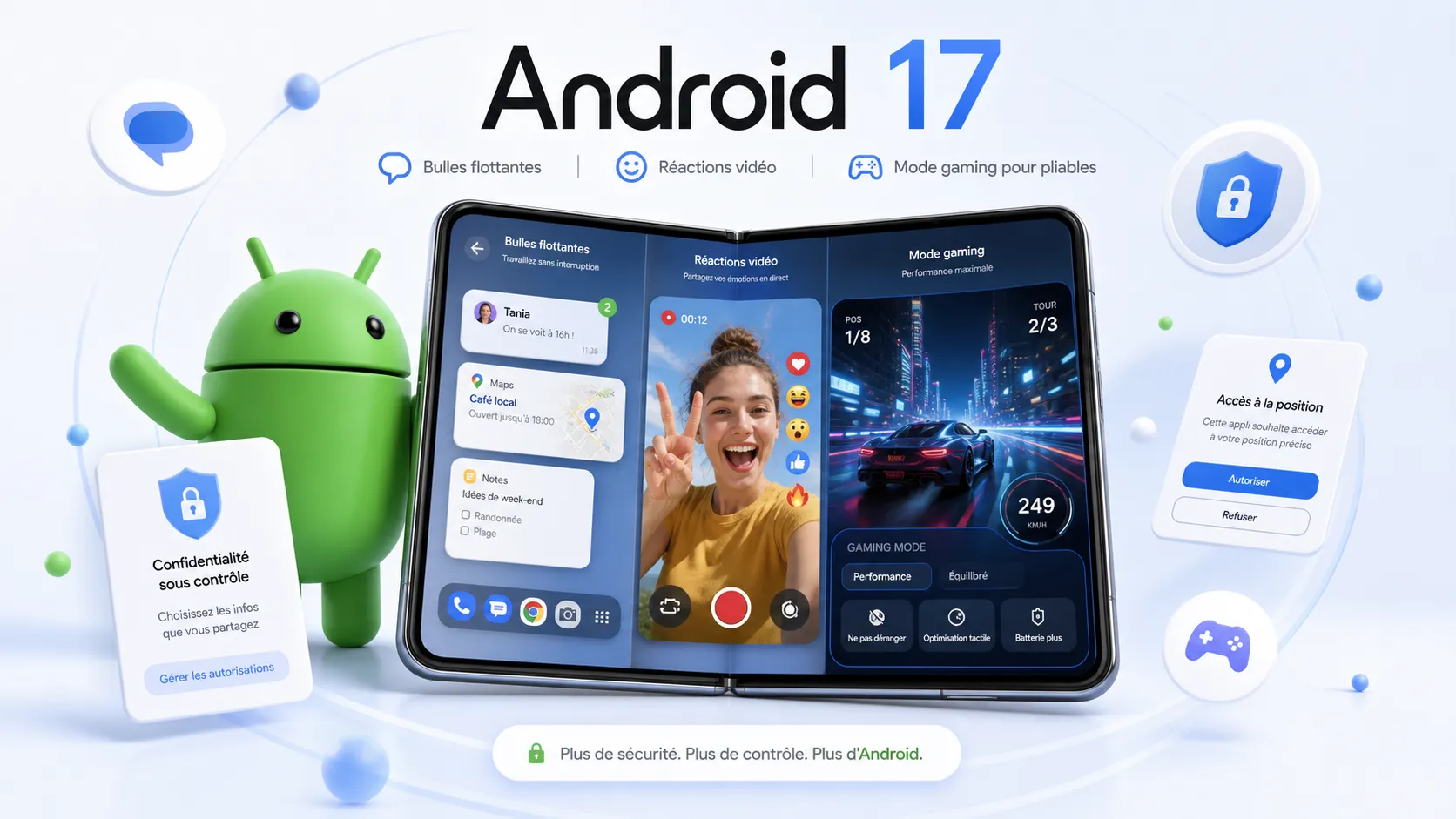 Android 17 est là : bulles flottantes, réactions vidéo et m… - LaRevueGeek